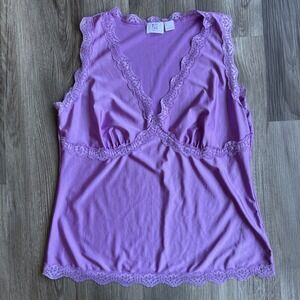 Y2K Apt. 9‎ purple lace detail babydoll Tank Sleeveless Top L/XL Fairy Coquette